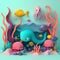 Underwater life made of plasticine, children`s creativity, children`s leisure