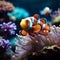 Underwater magic Clown fish explore a lively, colorful coral reef
