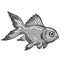 Underwater Marine Fish Cartoon Illustration in a Vector In Greyscale Black and White