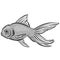 Underwater Marine Fish Cartoon Illustration in a Vector In Greyscale Black and White