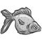 Underwater Marine Fish Cartoon Illustration in a Vector In Greyscale Black and White