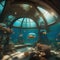 An underwater metropolis with transparent domes showcasing diverse marine life and coral structures2