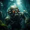 underwater military suit is tested by soldiers in pond