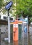 Underwater phone booths in a flooded street in Bangkok, Thailand, in October 2011