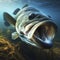 Underwater photo of a fresh water fish Largemouth Bass. ai generative
