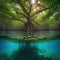 Underwater photograph of a mangrove forest with flooded Based on