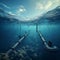 An underwater pipeline stretches off into the distance