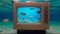 Underwater Retro CRT TV Nostalgia Absurdist Abstract Vintage Technology