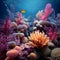 Underwater scene with vibrant sponges serving as sanctuaries for marine creatures