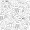 Underwater Seamless Pattern With Fishes, Shells, Jellyfishes and Bubbles Lines
