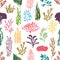 Underwater seaweed plants seamless pattern