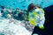 Underwater self photo of the scuba diver
