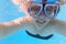 Underwater selfie portrait with scuba mask