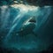 Underwater Shark In Ocean. Generative AI