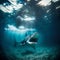 Underwater Shark In Ocean. Generative AI