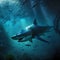 Underwater Shark In Ocean. Generative AI