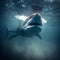 Underwater Shark In Ocean. Generative AI