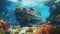 Underwater Ship With Corals And Fish: A Hyperrealistic Mural In Ps1 Graphics