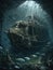 underwater ship destroyed dark fantasy illustration art scary detailed poster painting apocalypse