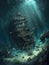 underwater ship destroyed dark fantasy illustration art scary detailed poster painting apocalypse