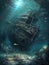underwater ship destroyed dark fantasy illustration art scary detailed poster painting apocalypse