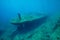 Underwater shipwreck on seabed Mediterranean sea