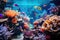 Underwater shot of coral fish, corals and anemones