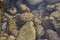 Underwater stones on the malibu beach