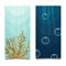 Underwater/undersea diving banner or poster set. Hand drawn vector