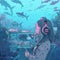 Underwater Vaporwave Scene. AI Generated