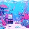 Underwater Vaporwave Scene. AI Generated