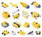 Underwater Vehicles Machines Equipment Isometric Icon Set