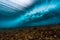 Underwater view of an ocean wave