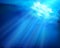 Underwater view. Sun rays. Vector illustration.