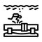 underwater welding line icon vector illustration