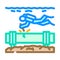 underwater welding ship color icon vector illustration