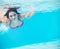 Underwater woman portrait in swimming pool