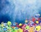 Underwater world and coral reefs hand painted watercolor backgr