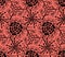 Underwater world. Hexagonal tiles. Seamless pattern. Black and coral colors