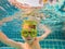 Underwater Young Boy Fun in the Swimming Pool with Goggles. Summer Vacation Fun