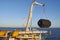 While underway in Norwegian Waters, a Seismic Ship lifts its Yokohama Buoy in readiness for going alongside.