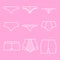 Underwear briefs - set of isolated outline icons. Elements for infographics, social media, web. Modern design of panties
