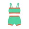 Underwear clothes Female green top and underpants Isolated flat vector object on white background