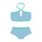 Underwear clothes vector illustration. Blue and green Female bra and underpants Isolated flat vector object on white