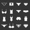 Underwear items icons set grey vector