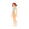 Underweight anorexic woman with low BMI, flat vector illustration isolated.