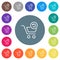 Undo cart operation outline flat white icons on round color backgrounds