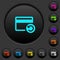 Undo credit card last operation dark push buttons with color icons