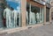 Undressed male mannequins in Paris store window