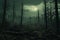 Unearthly postapocalyptic forest with trees that